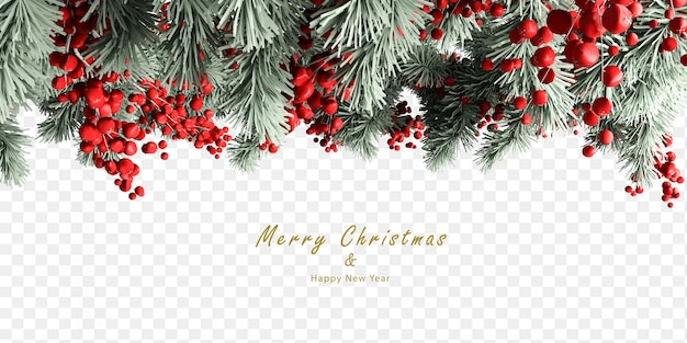 Christmas fir tree branches in 3d rendering