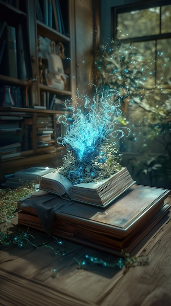 Fairytale scene coming out of a book