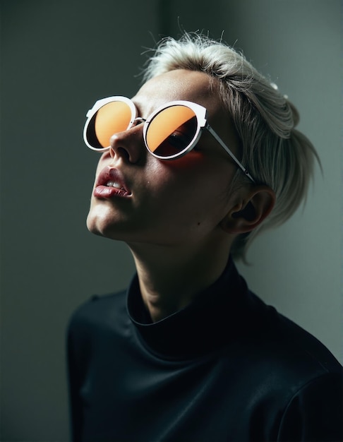 Modern fashion portrait with sunglasses and bold style aesthetic