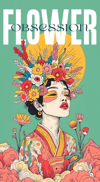 Poster for a woman with flowers on her hair